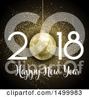Clipart Of A Happy New Year 2018 Design With A Bauble Royalty Free Vector Illustration