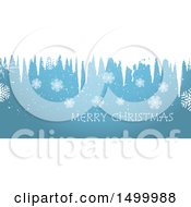 Poster, Art Print Of Red Merry Christmas Banner With Snowflakes And Icicles