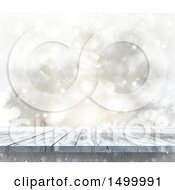 Poster, Art Print Of 3d Wooden Surface With Stars Snowflakes And Flares