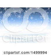 Poster, Art Print Of Blue Christmas Background With Falling Winter Snowflakes