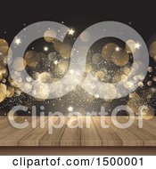 Poster, Art Print Of 3d Wood Surface With Golden Flares And Stars