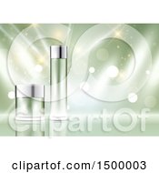 Clipart Of 3d Glass Cosmetic Containers On Green Royalty Free Vector Illustration
