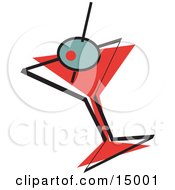 Olive In A Martini Glass Retro Clipart Illustration by Andy Nortnik #COLLC15001-0031