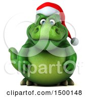 Clipart Of A 3d Green Christmas T Rex Dinosaur On A White Background Royalty Free Illustration by Julos