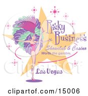 Sexy Showgirl In Feathers Dancing On A Retro Showclub And Casino Sign Clipart Illustration