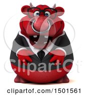 Clipart Of A 3d Red Business Bull On A White Background Royalty Free Illustration
