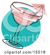 Pink Umbrella In A Strawberry Margarita Clipart Illustration