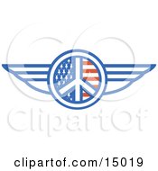 Winged American Peace Sign Clipart Illustration