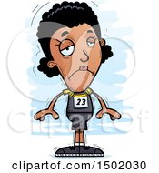 Clipart Of A Sad Black Female Track And Field Athlete Royalty Free Vector Illustration