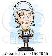 Clipart Of A Confident White Senior Female Track And Field Athlete Royalty Free Vector Illustration