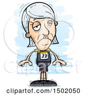 Clipart Of A Sad White Senior Female Track And Field Athlete Royalty Free Vector Illustration