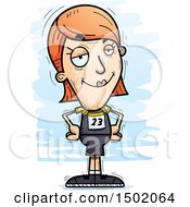 Clipart Of A Confident White Female Track And Field Athlete Royalty Free Vector Illustration