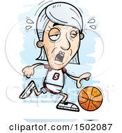 Poster, Art Print Of Tired Running White Senior Female Basketball Player