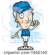 Clipart Of A Waving White Senior Female Coach Royalty Free Vector Illustration