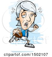 Clipart Of A Tired Running White Senior Female Football Player Royalty Free Vector Illustration