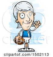 Clipart Of A Waving White Senior Female Football Player Royalty Free Vector Illustration