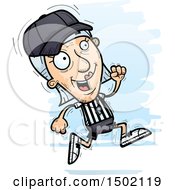 Clipart Of A Running White Senior Female Referee Royalty Free Vector Illustration