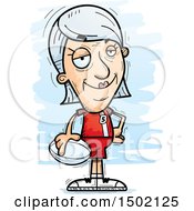 Clipart Of A Confident White Senior Female Rugby Player Royalty Free Vector Illustration