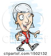Clipart Of A Walking White Senior Female Rugby Player Royalty Free Vector Illustration