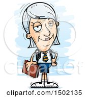 Clipart Of A Confident White Senior Female College Student Royalty Free Vector Illustration