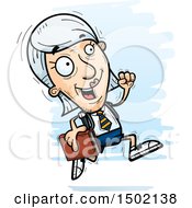 Clipart Of A Running White Senior Female College Student Royalty Free Vector Illustration