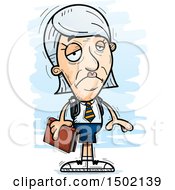 Clipart Of A Sad White Senior Female College Student Royalty Free Vector Illustration