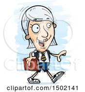 Clipart Of A Walking White Senior Female College Student Royalty Free Vector Illustration