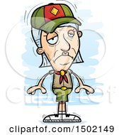 Clipart Of A Sad White Senior Female Scout Royalty Free Vector Illustration