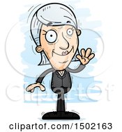 Clipart Of A Waving Caucasian Senior Business Woman Royalty Free Vector Illustration