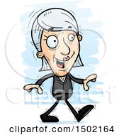 Clipart Of A Walking Caucasian Senior Business Woman Royalty Free Vector Illustration