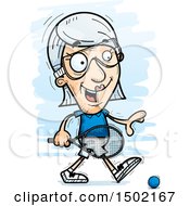 Clipart Of A Walking Caucasian Senior Woman Racquetball Player Royalty Free Vector Illustration