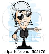 Clipart Of A Mad Pointing Caucasian Senior Woman Secret Service Agent Royalty Free Vector Illustration