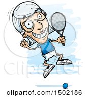 Poster, Art Print Of Jumping Caucasian Senior Woman Racquetball Player