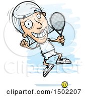 Poster, Art Print Of Jumping Caucasian Senior Woman Tennis Player