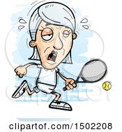 Poster, Art Print Of Tired Caucasian Senior Woman Tennis Player