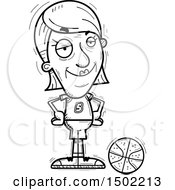 Clipart Of A Black And White Confident Senior Female Basketball Player Royalty Free Vector Illustration