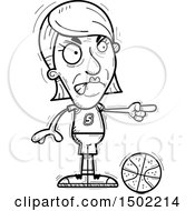 Clipart Of A Black And White Mad Pointing Senior Female Basketball Player Royalty Free Vector Illustration