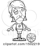 Clipart Of A Black And White Sad Senior Female Basketball Player Royalty Free Vector Illustration