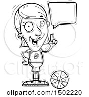 Clipart Of A Black And White Talking Senior Female Basketball Player Royalty Free Vector Illustration