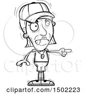 Clipart Of A Black And White Mad Pointing Senior Female Coach Royalty Free Vector Illustration