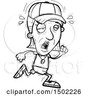Clipart Of A Black And White Tired Running Senior Female Coach Royalty Free Vector Illustration