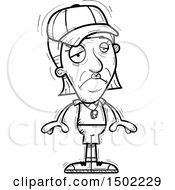 Clipart Of A Black And White Sad Senior Female Coach Royalty Free Vector Illustration