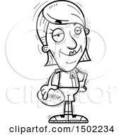 Clipart Of A Black And White Confident Senior Female Football Player Royalty Free Vector Illustration