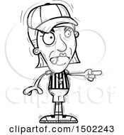 Clipart Of A Black And White Mad Pointing Senior Female Referee Royalty Free Vector Illustration