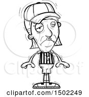 Clipart Of A Black And White Sad Senior Female Referee Royalty Free Vector Illustration