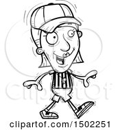 Clipart Of A Black And White Walking Senior Female Referee Royalty Free Vector Illustration