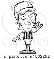 Clipart Of A Black And White Waving Senior Female Referee Royalty Free Vector Illustration