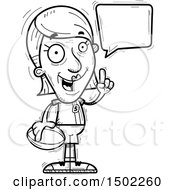Clipart Of A Black And White Talking Senior Female Rugby Player Royalty Free Vector Illustration