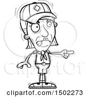 Clipart Of A Black And White Mad Pointing Senior Female Scout Royalty Free Vector Illustration
