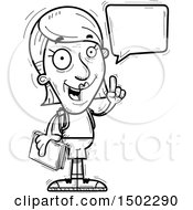 Clipart Of A Black And White Talking Senior Female Community College Student Royalty Free Vector Illustration